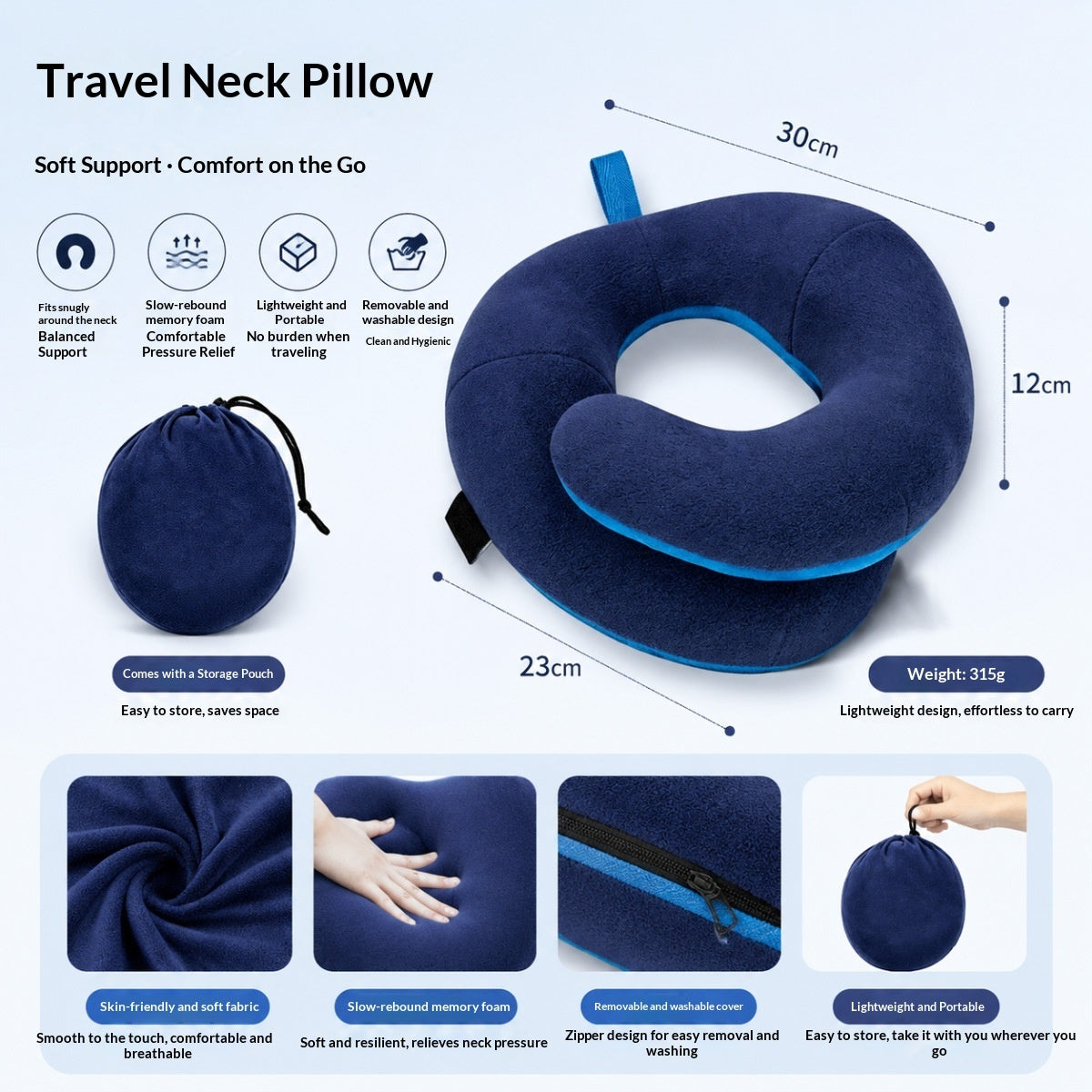 Compact travel pillow for car trips.