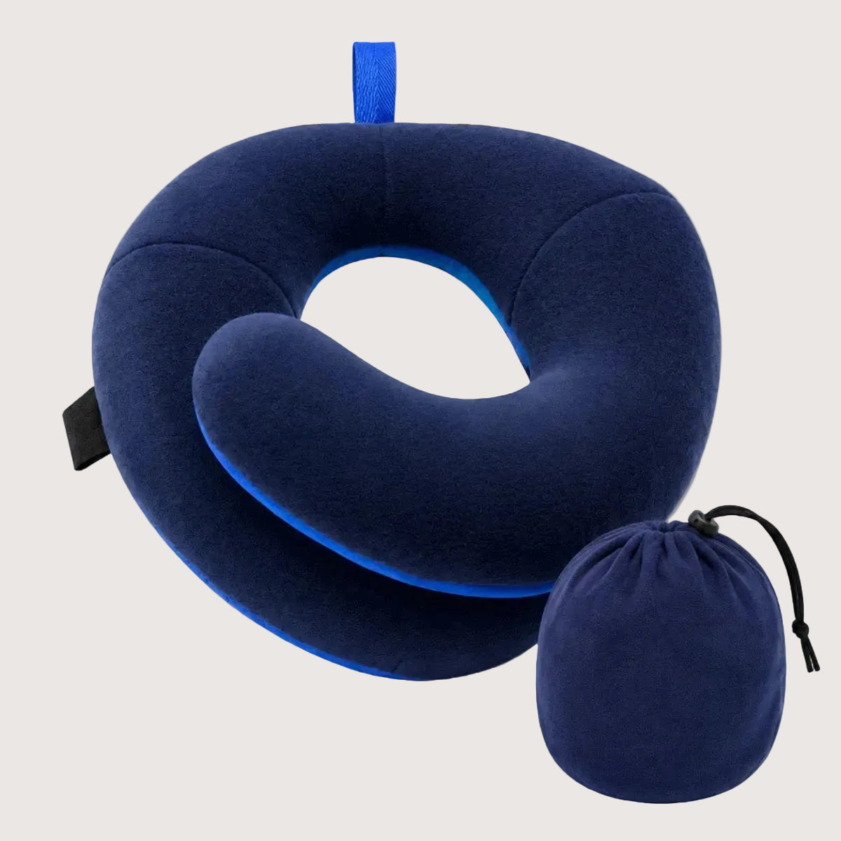 Nuvianeck navy blue travel pillow.