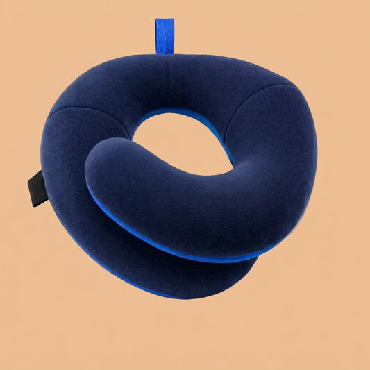 Nuvianeck navy blue travel pillow.